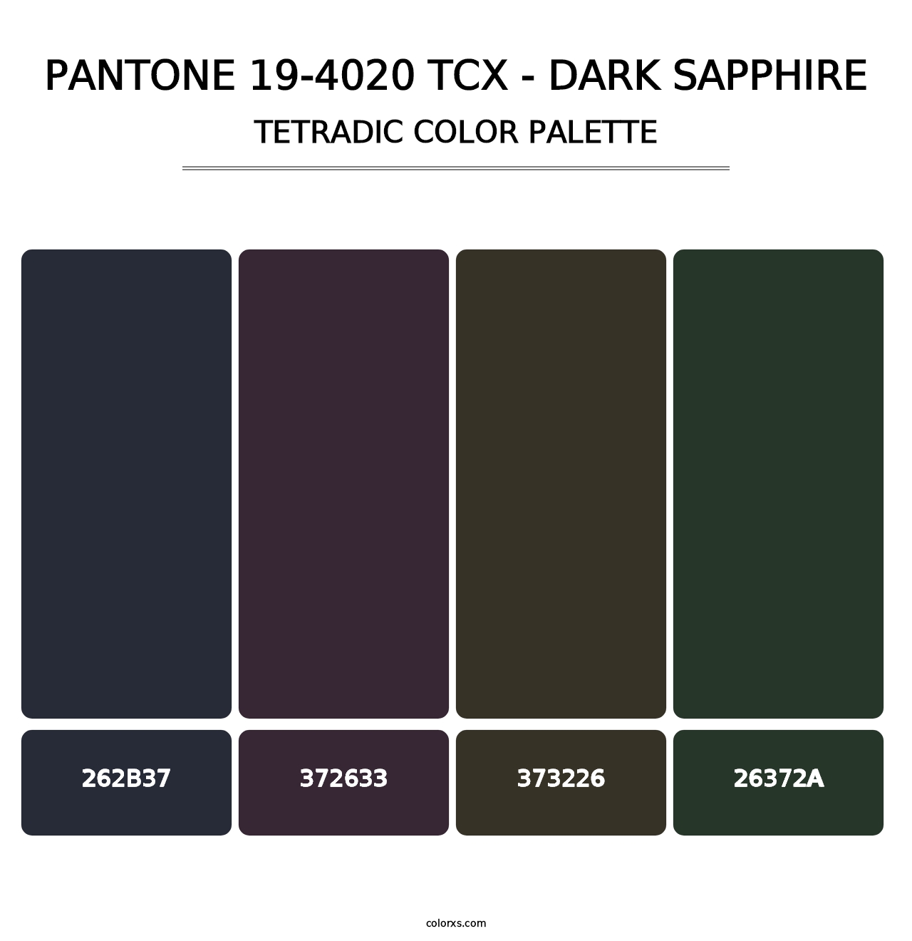 PANTONE 19-4020 TCX - Dark Sapphire - Tetradic Color Palette