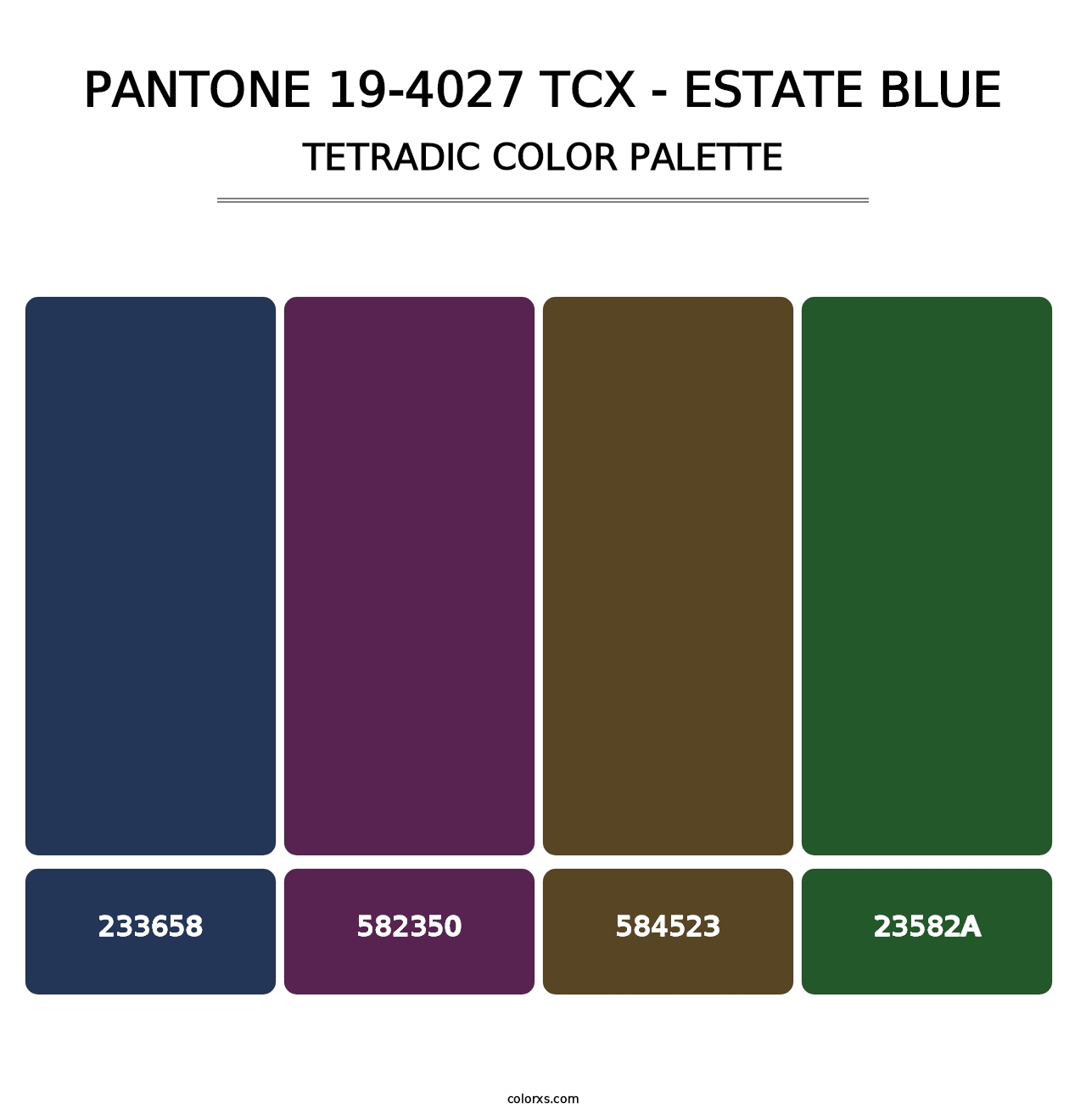 PANTONE 19-4027 TCX - Estate Blue - Tetradic Color Palette