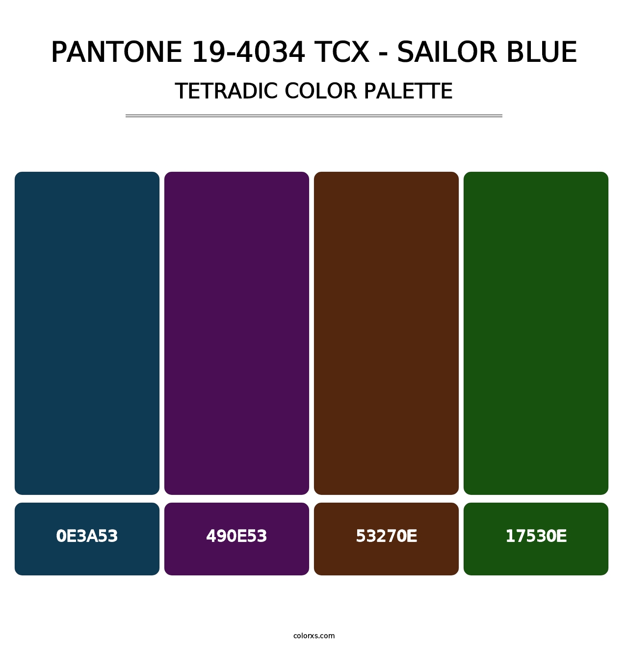 PANTONE 19-4034 TCX - Sailor Blue - Tetradic Color Palette
