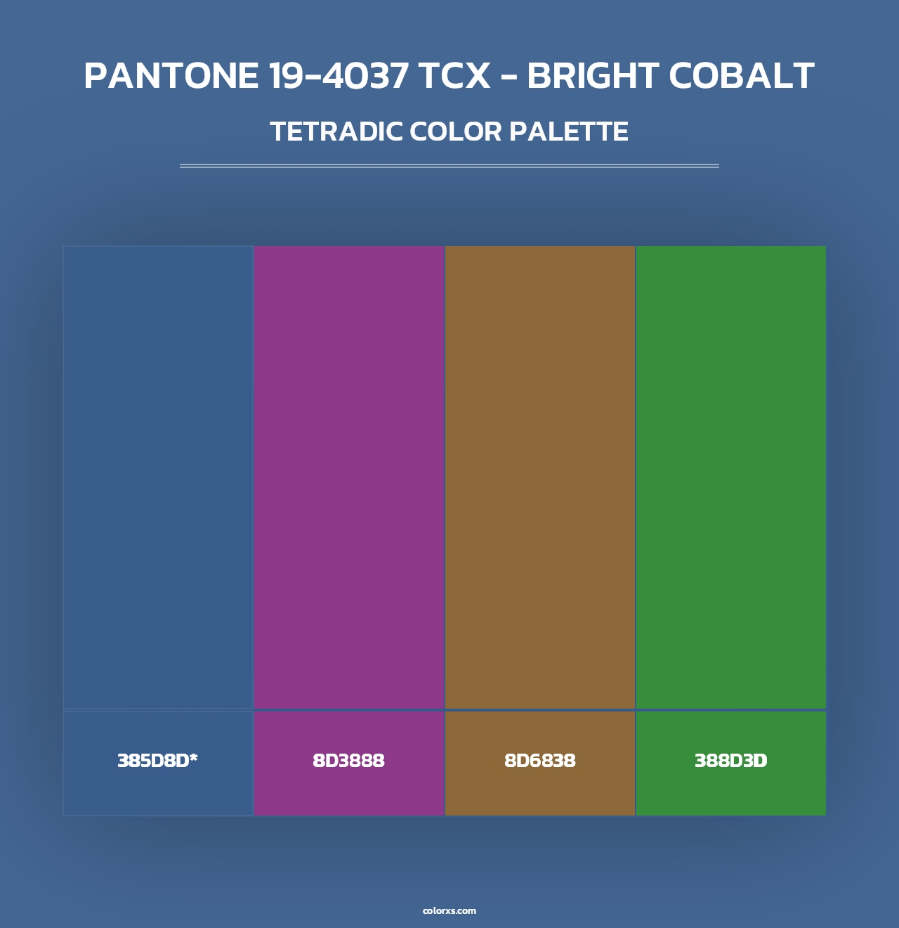 PANTONE 19-4037 TCX - Bright Cobalt - Tetradic Color Palette