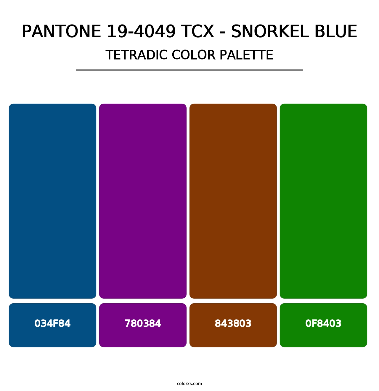 PANTONE 19-4049 TCX - Snorkel Blue - Tetradic Color Palette