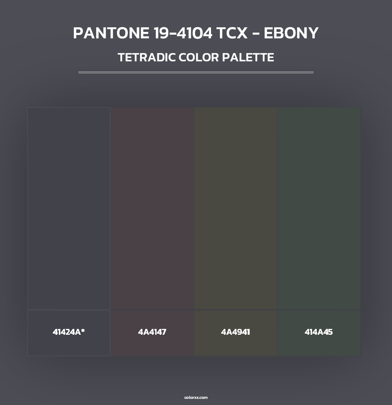 PANTONE 19-4104 TCX - Ebony - Tetradic Color Palette
