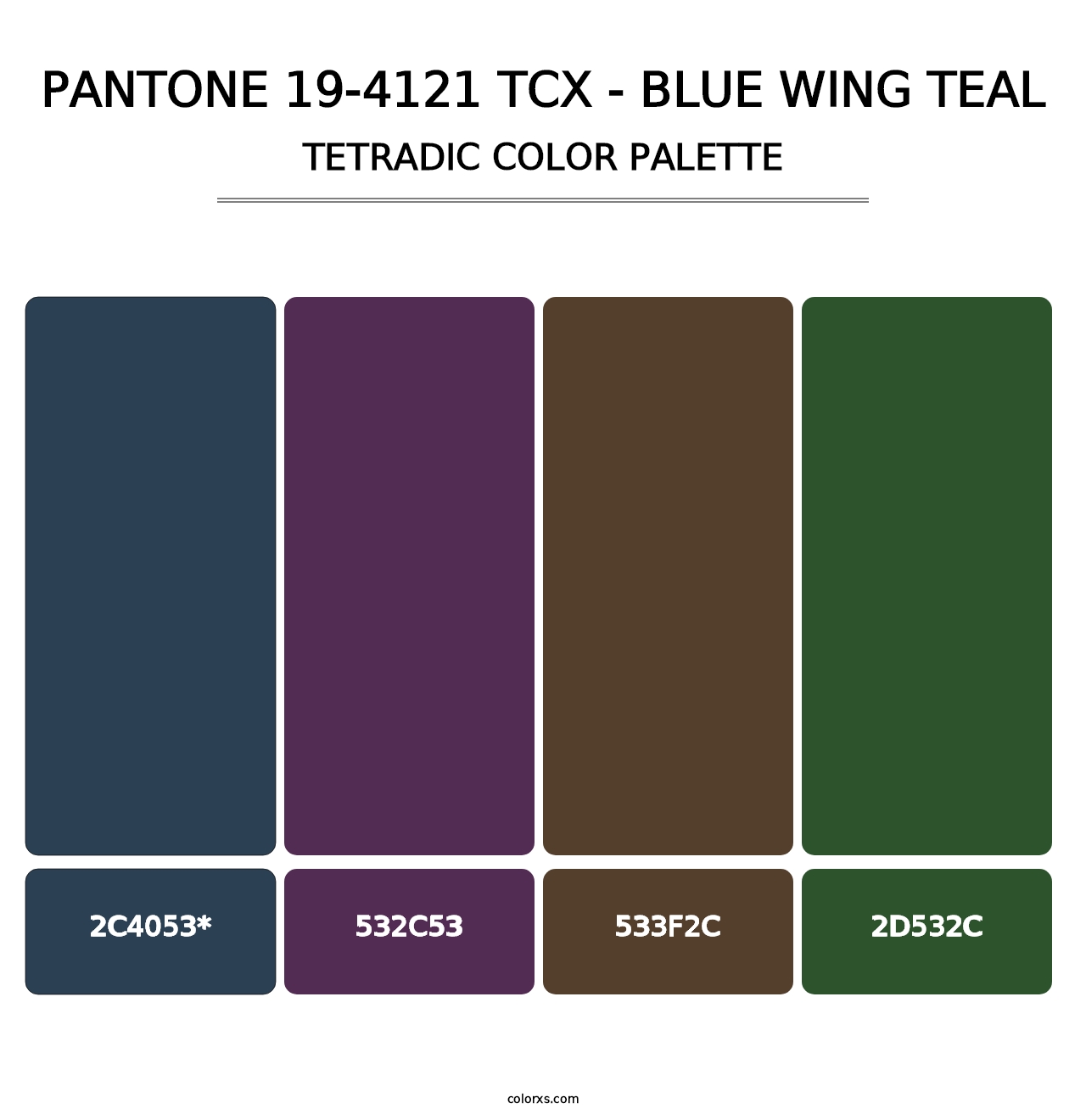 PANTONE 19-4121 TCX - Blue Wing Teal - Tetradic Color Palette