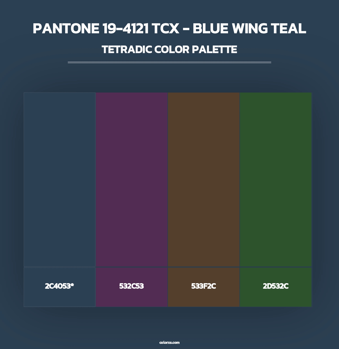 PANTONE 19-4121 TCX - Blue Wing Teal - Tetradic Color Palette