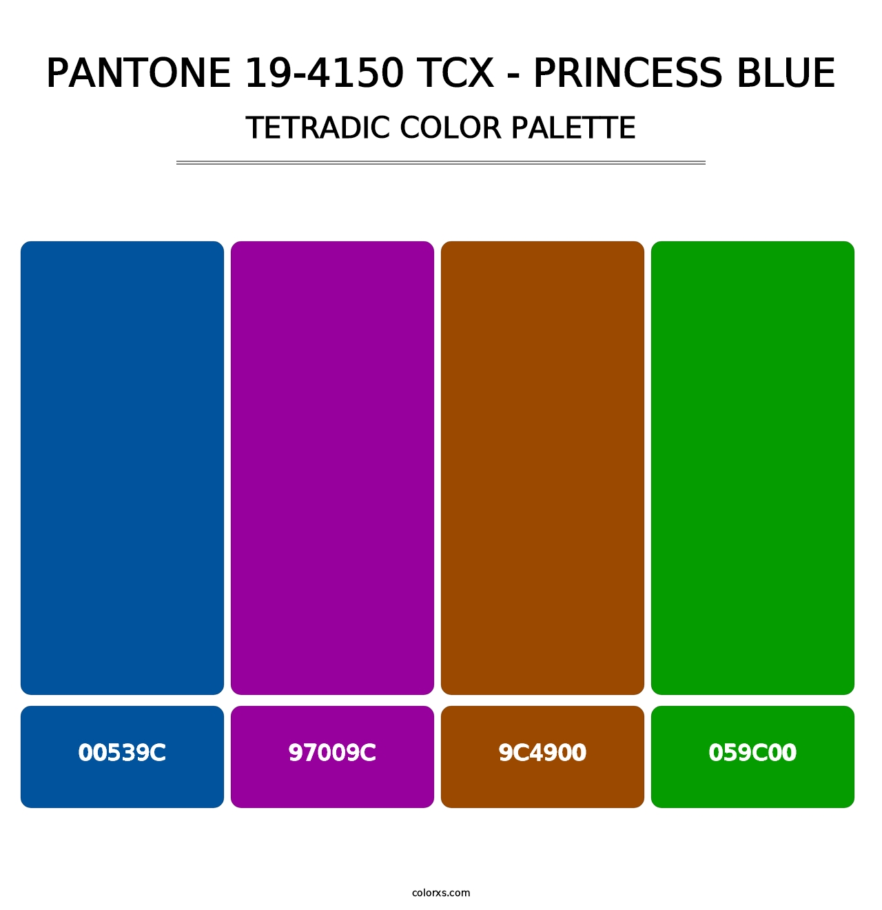 PANTONE 19-4150 TCX - Princess Blue - Tetradic Color Palette