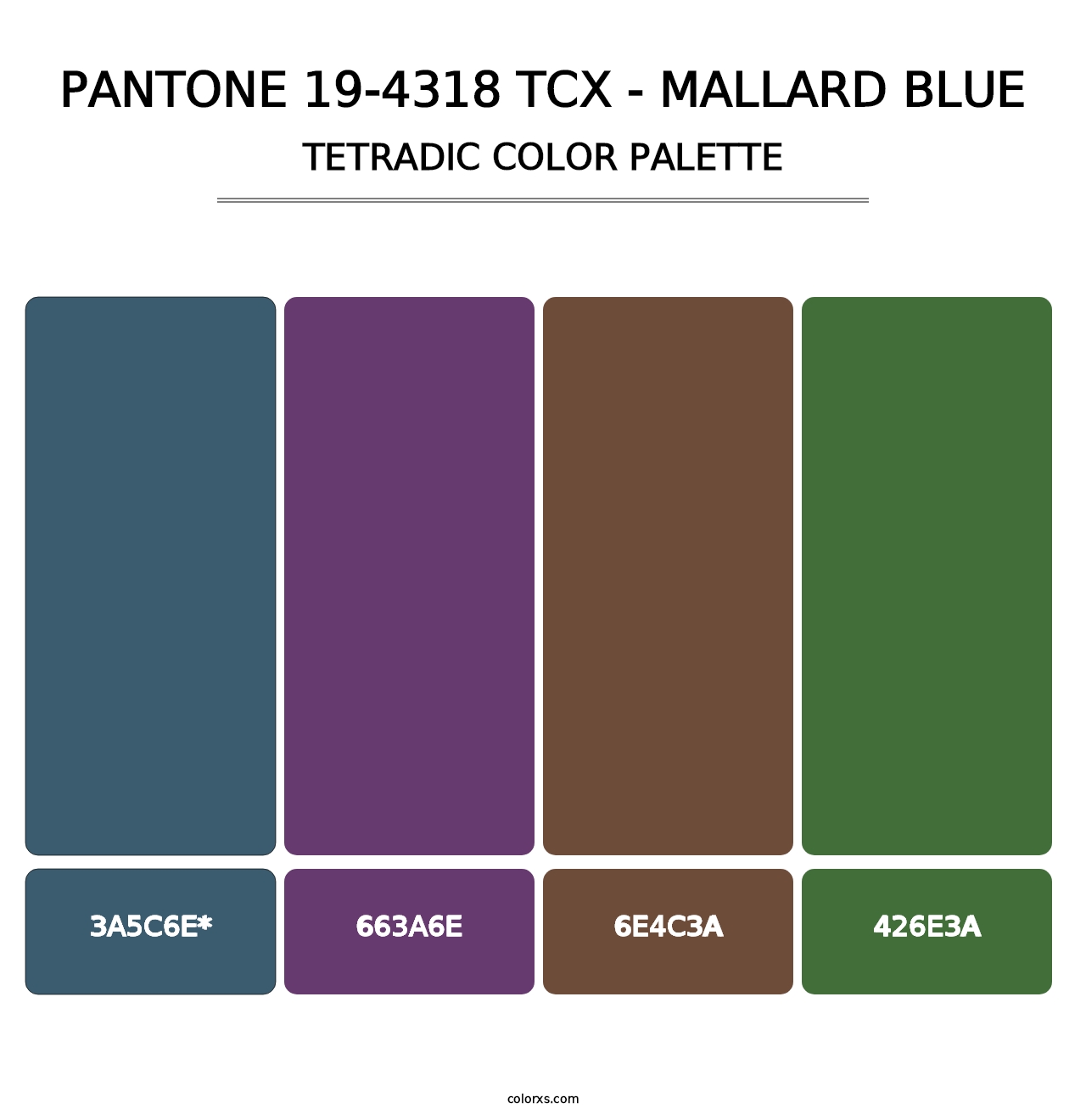 PANTONE 19-4318 TCX - Mallard Blue - Tetradic Color Palette