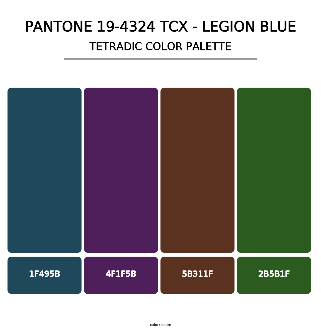 PANTONE 19-4324 TCX - Legion Blue - Tetradic Color Palette