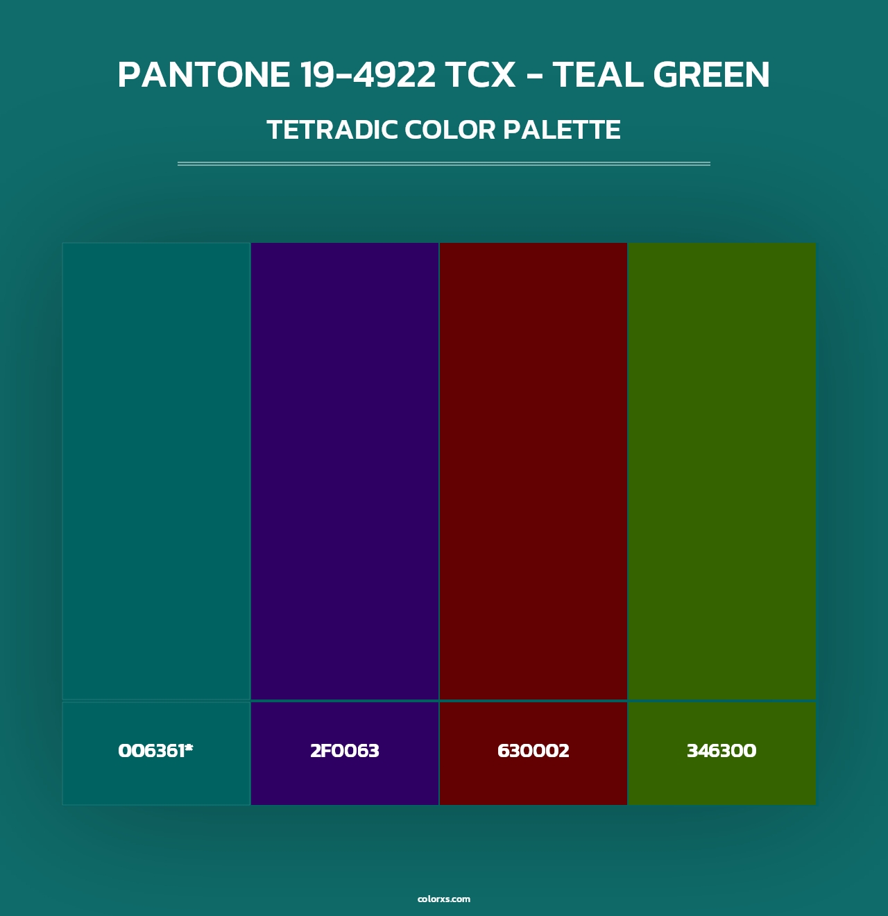 PANTONE 19-4922 TCX - Teal Green - Tetradic Color Palette