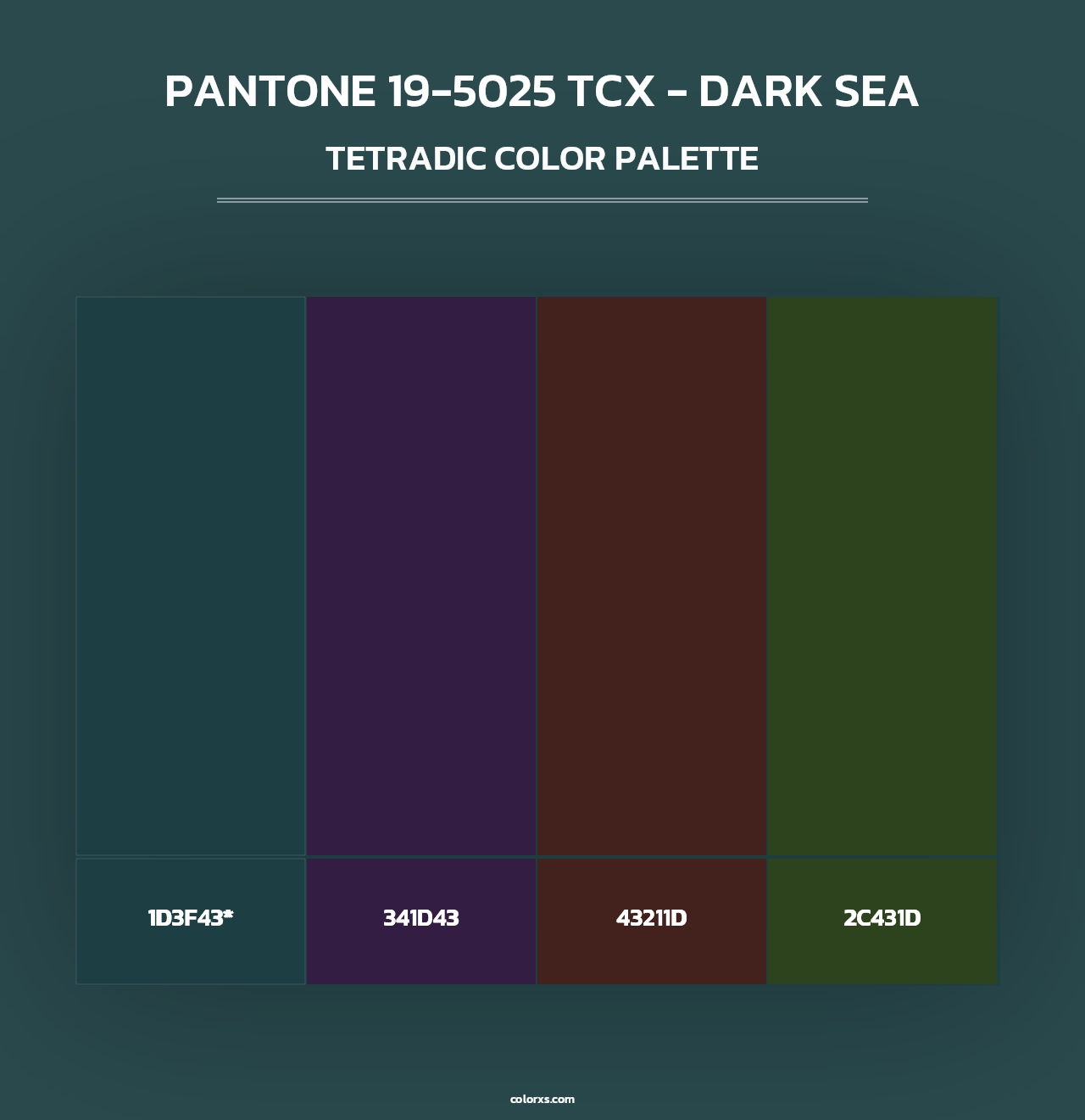 PANTONE 19-5025 TCX - Dark Sea - Tetradic Color Palette