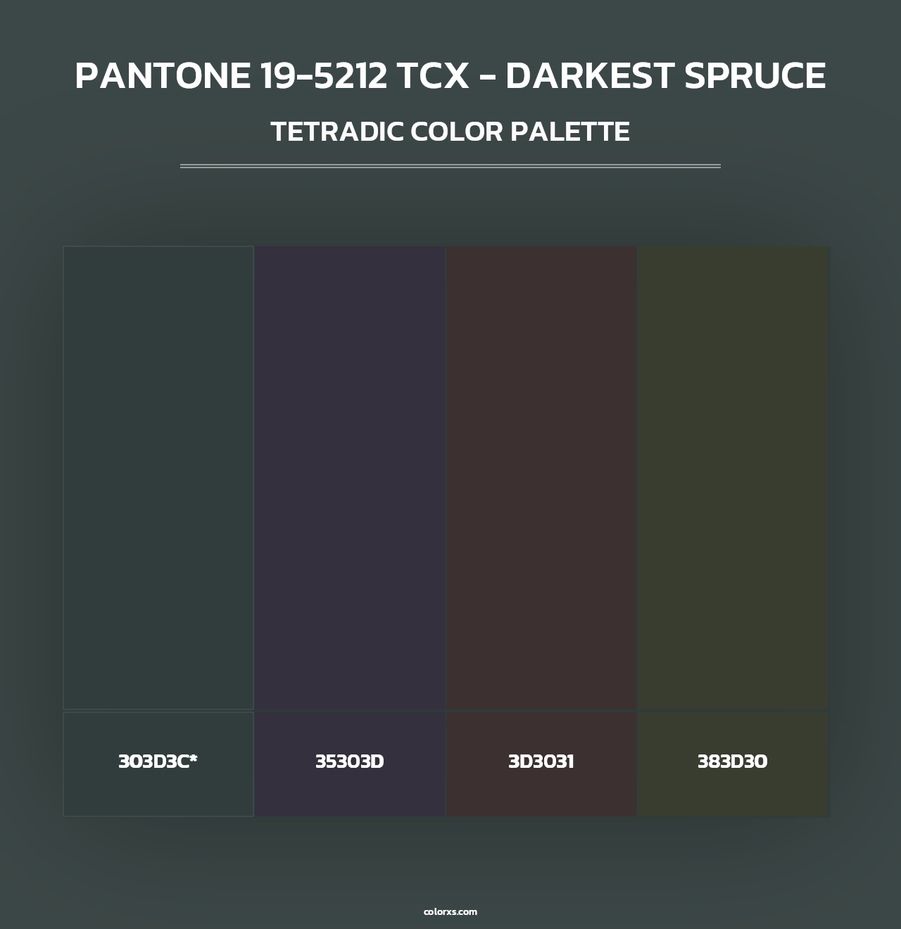 PANTONE 19-5212 TCX - Darkest Spruce - Tetradic Color Palette