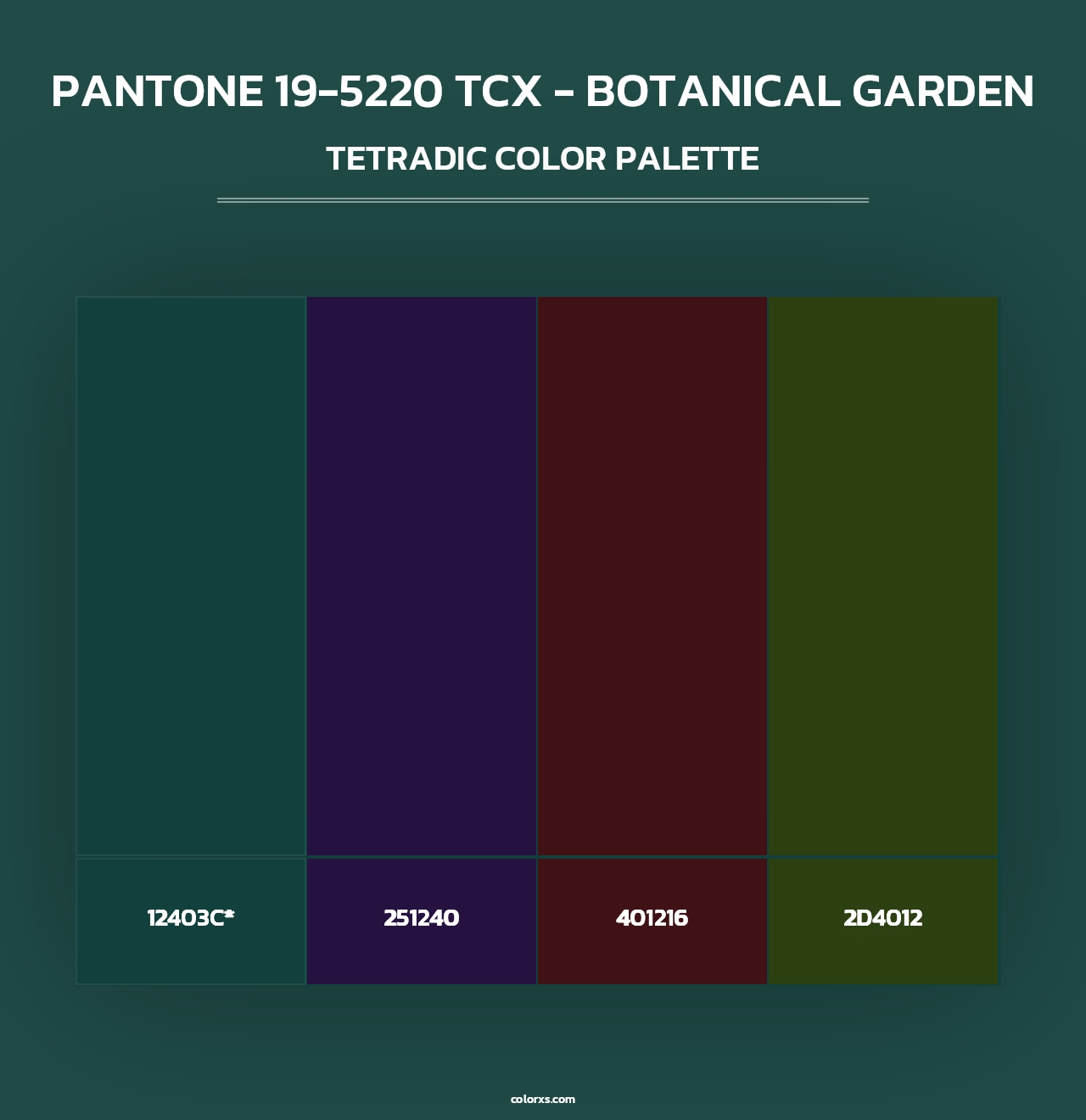 PANTONE 19-5220 TCX - Botanical Garden - Tetradic Color Palette