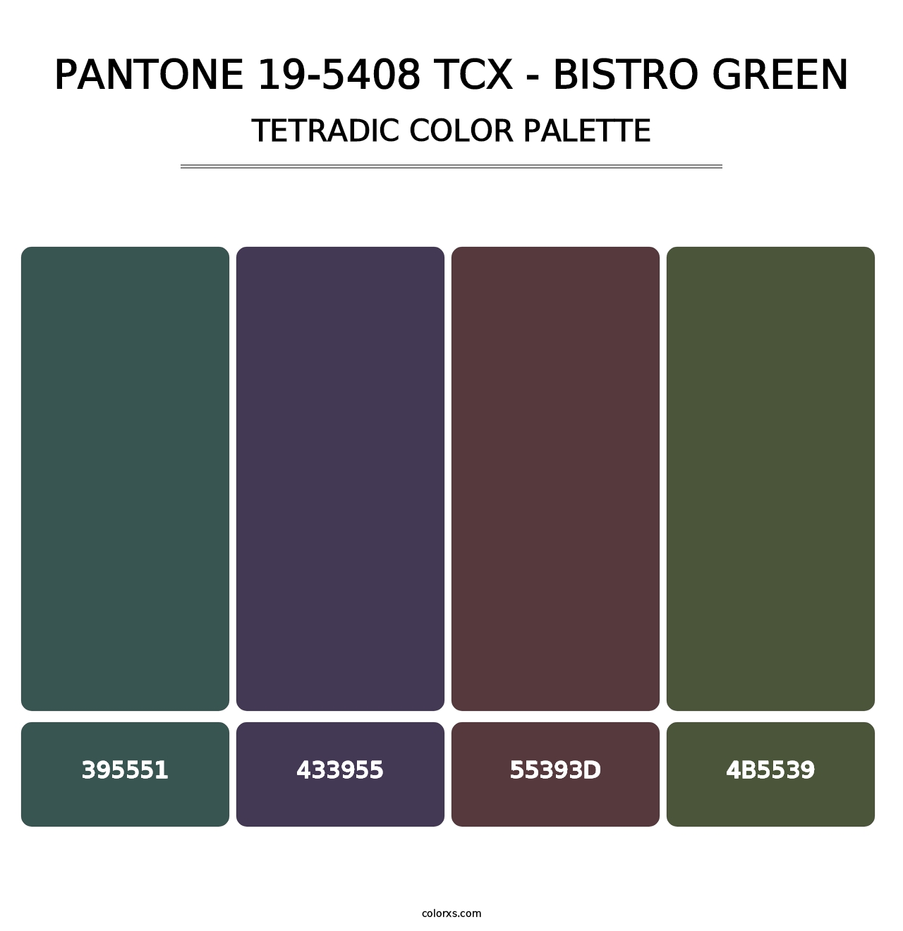 PANTONE 19-5408 TCX - Bistro Green - Tetradic Color Palette