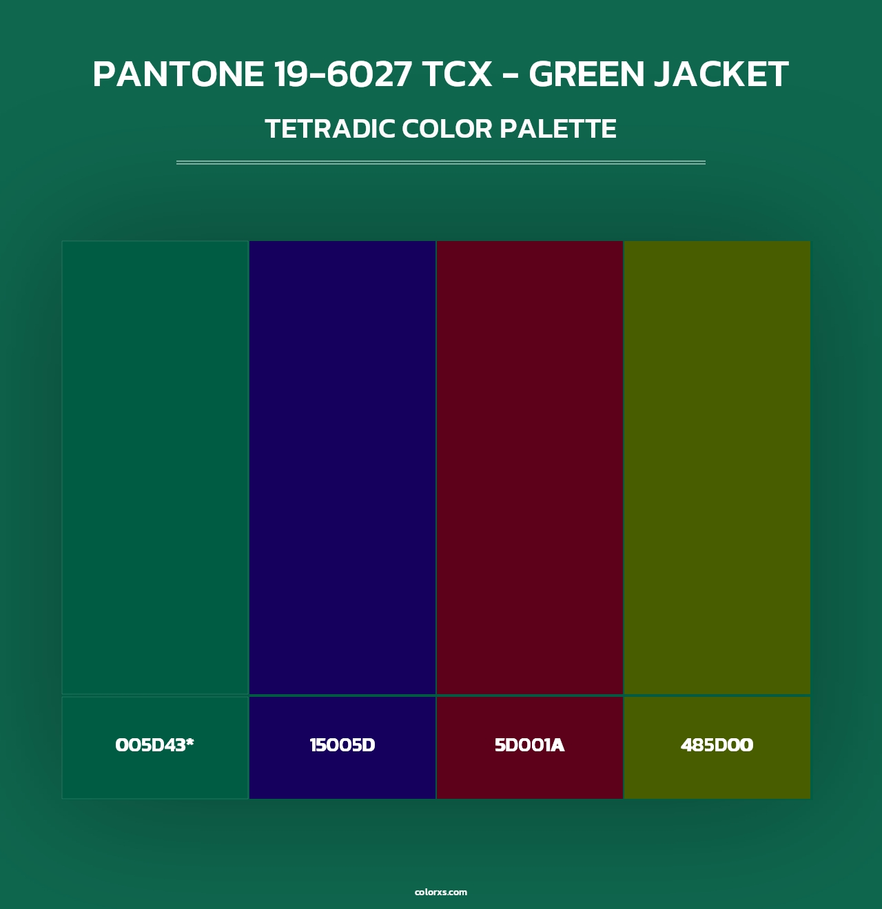 PANTONE 19-6027 TCX - Green Jacket - Tetradic Color Palette