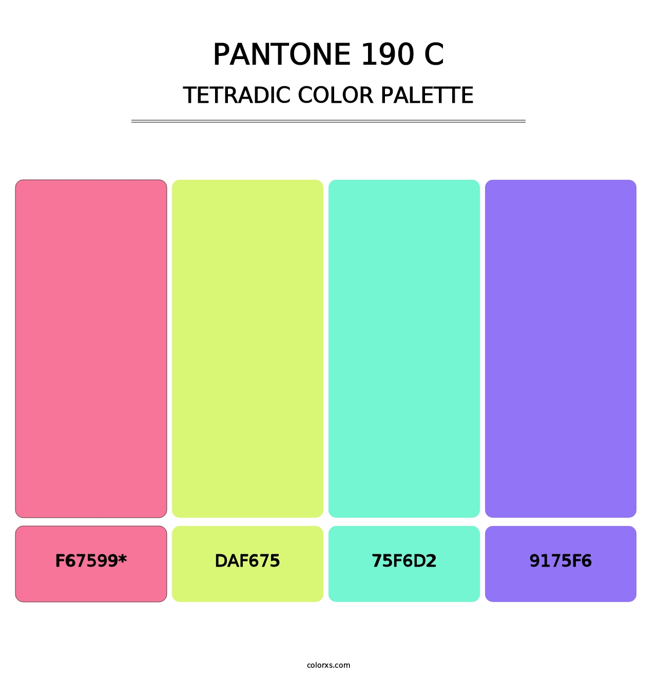 PANTONE 190 C - Tetradic Color Palette