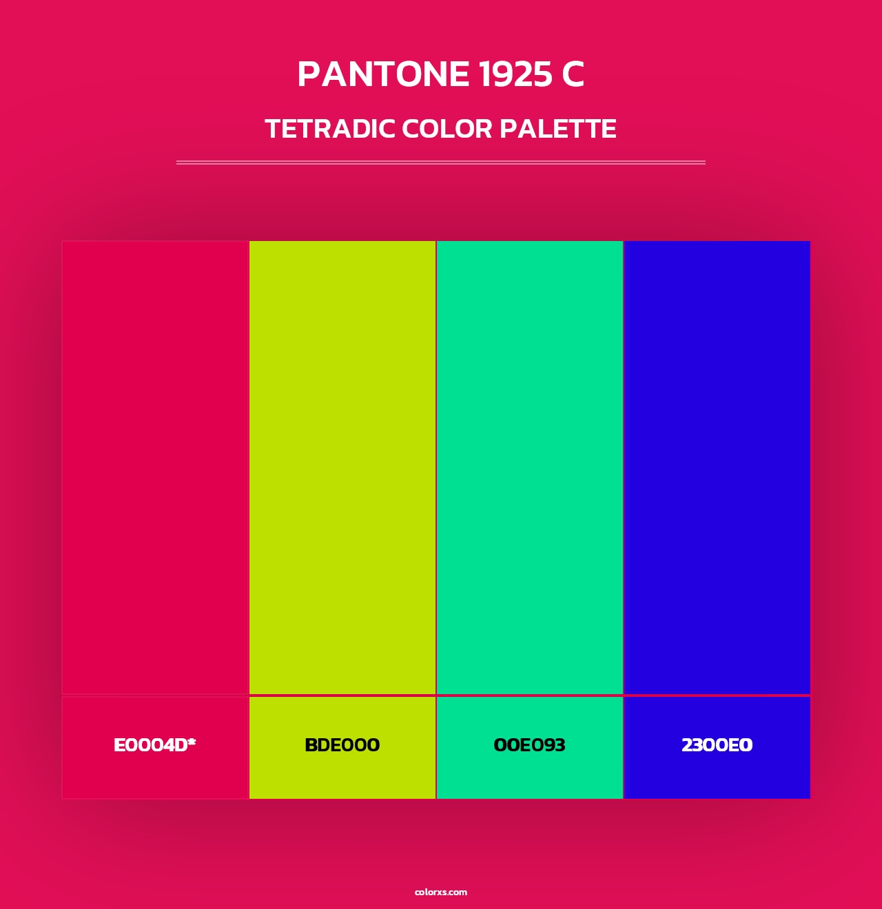 PANTONE 1925 C - Tetradic Color Palette