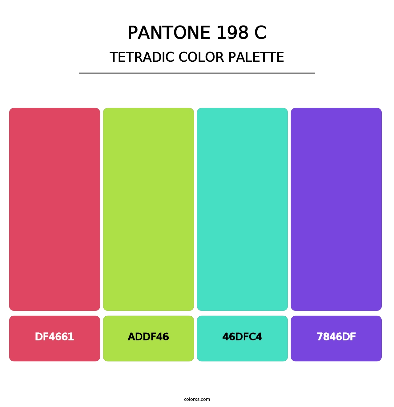 PANTONE 198 C - Tetradic Color Palette
