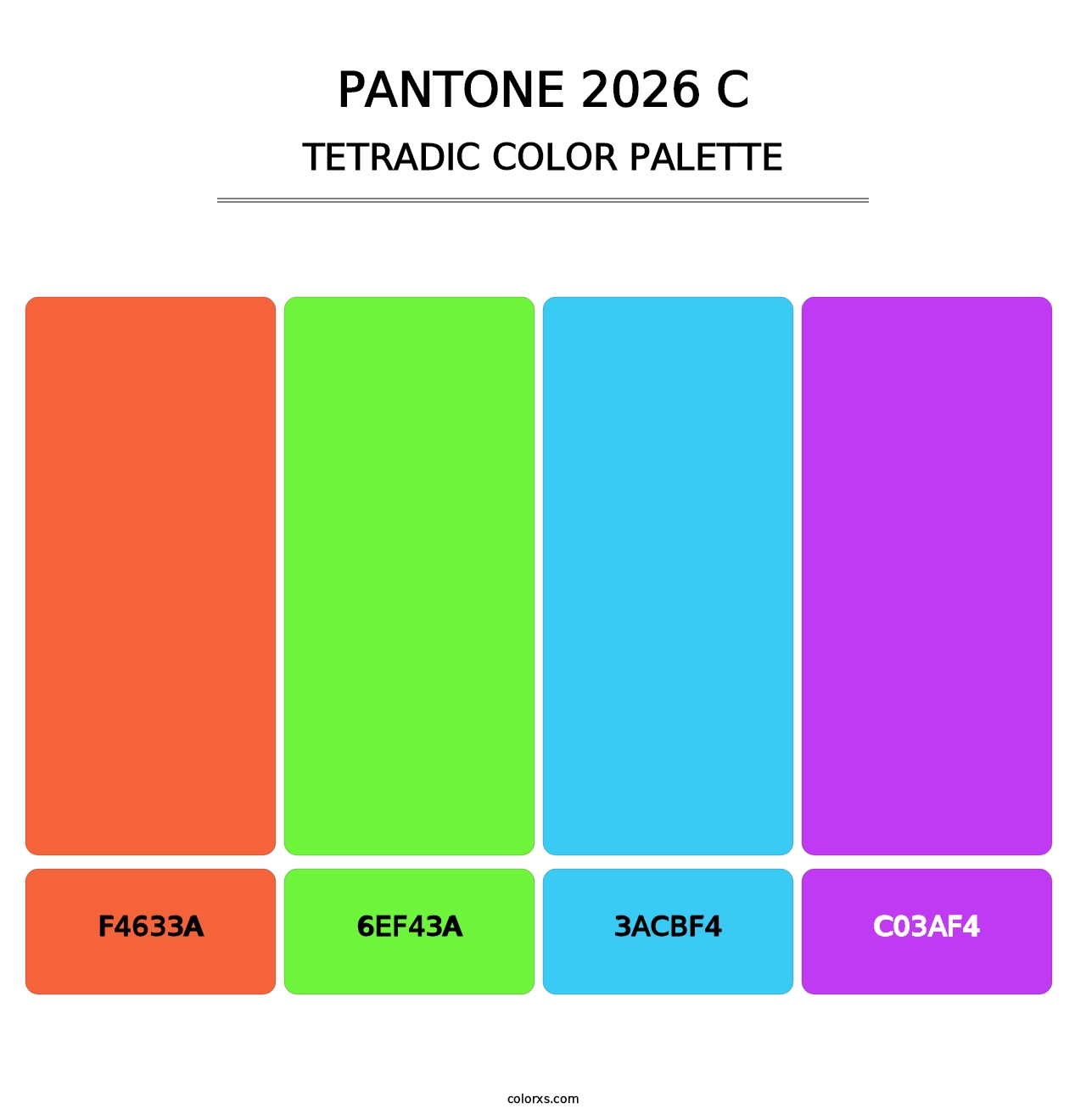 PANTONE 2026 C - Tetradic Color Palette