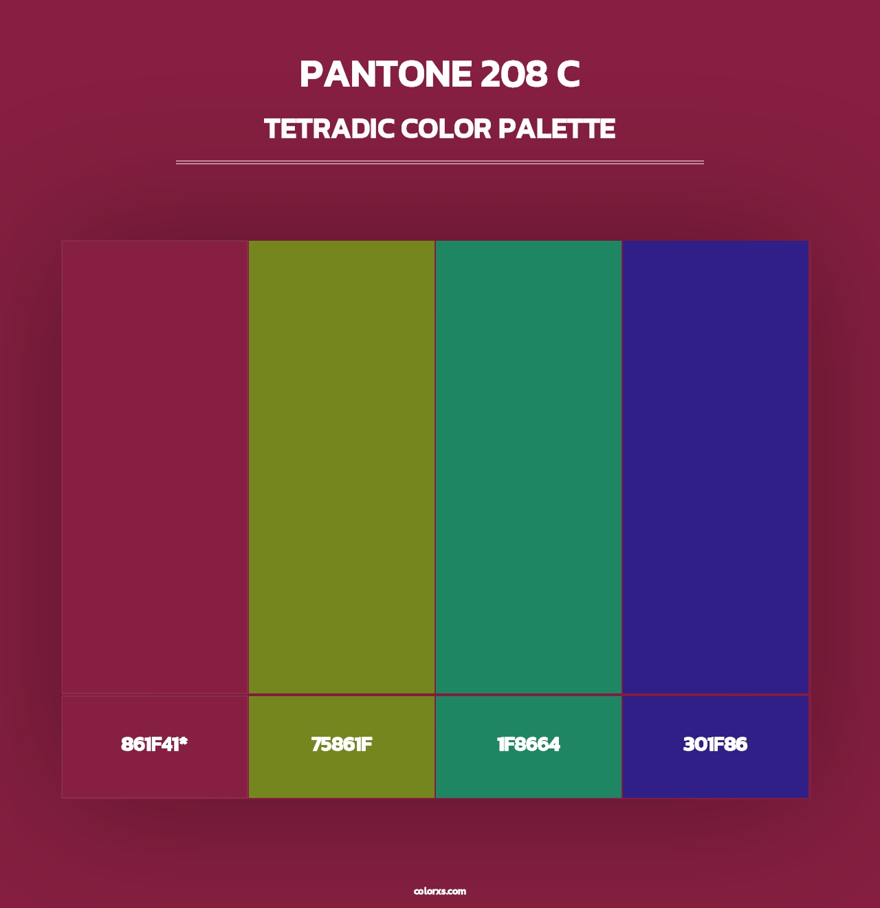 PANTONE 208 C - Tetradic Color Palette