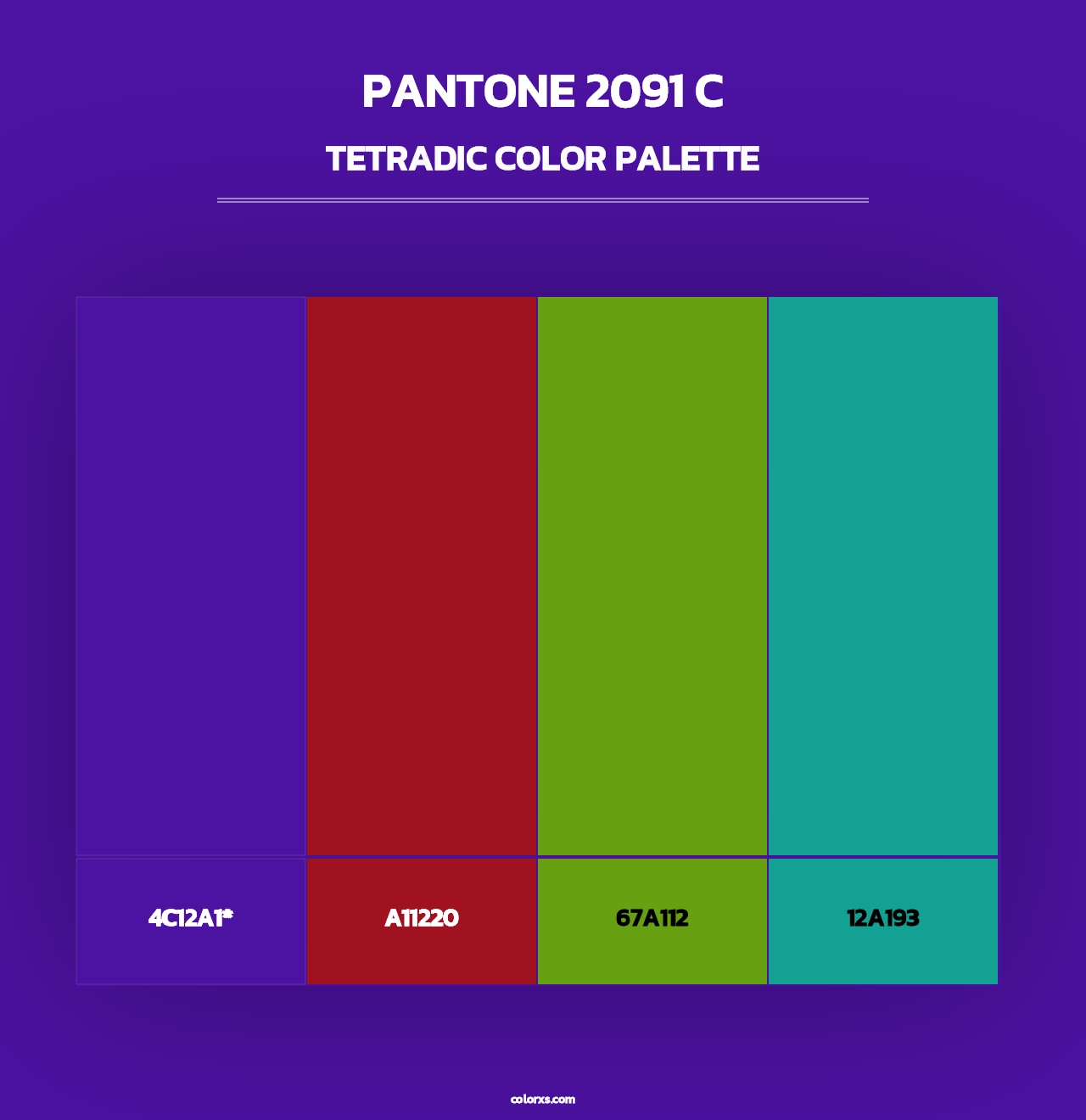 PANTONE 2091 C - Tetradic Color Palette