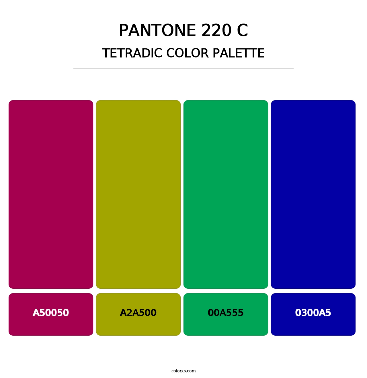 PANTONE 220 C - Tetradic Color Palette