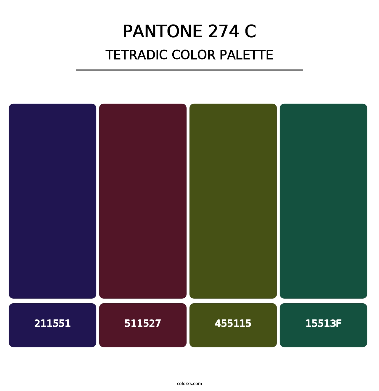 PANTONE 274 C - Tetradic Color Palette