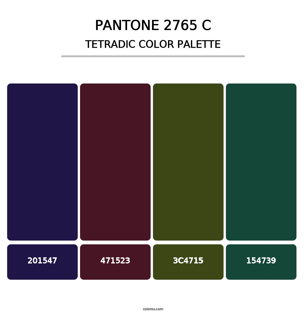 PANTONE 2765 C - Tetradic Color Palette