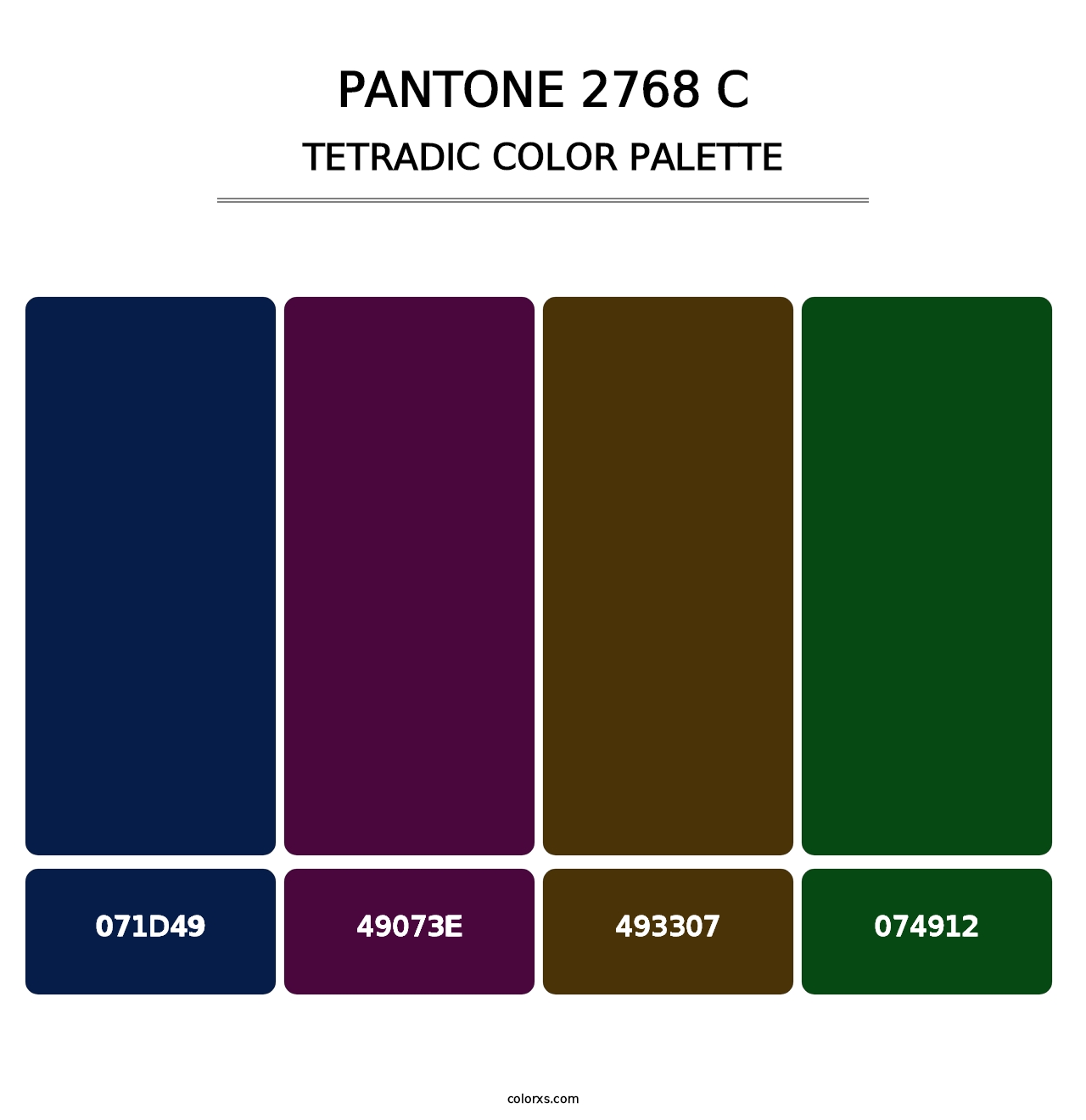 PANTONE 2768 C - Tetradic Color Palette