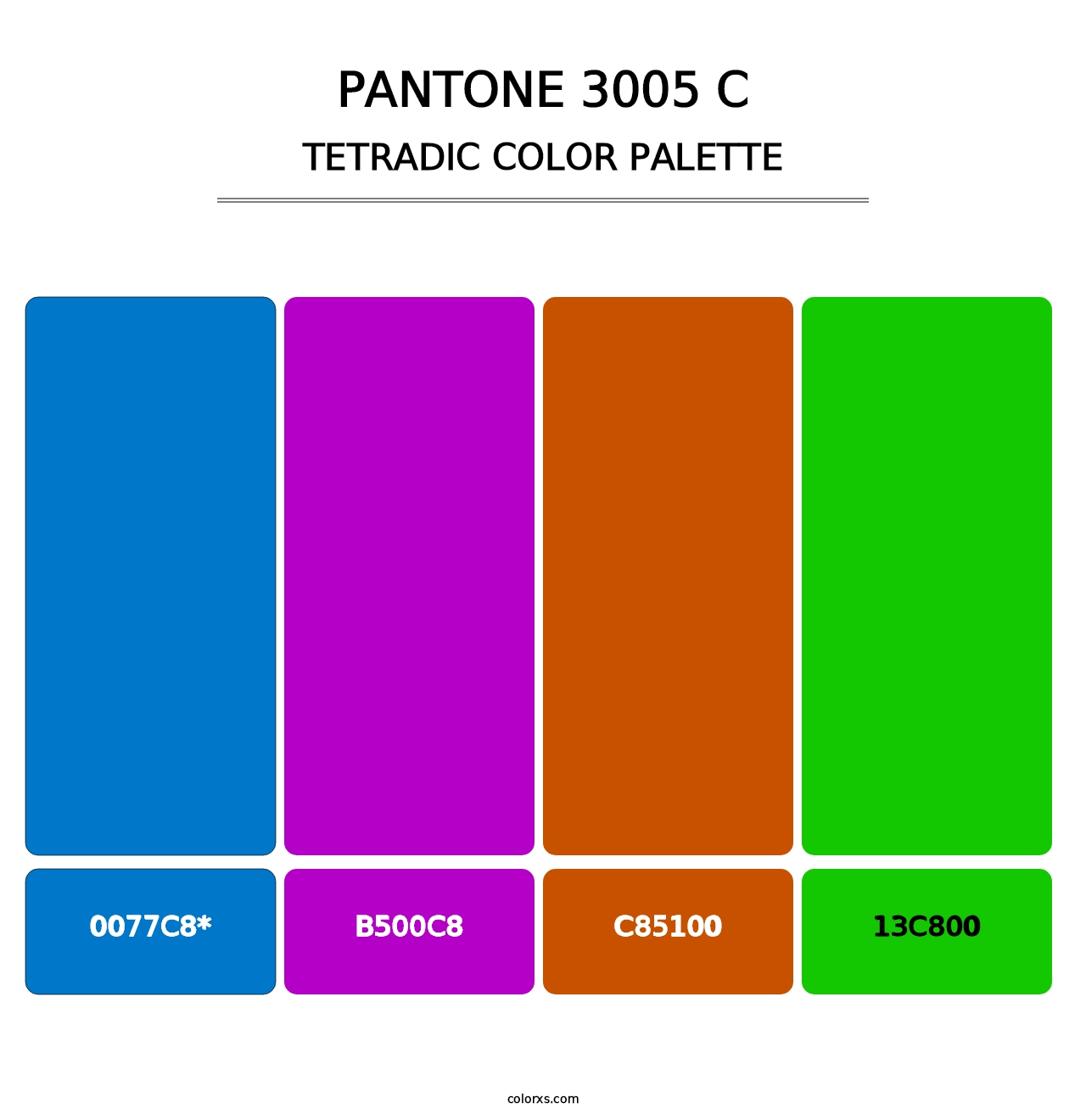 PANTONE 3005 C - Tetradic Color Palette