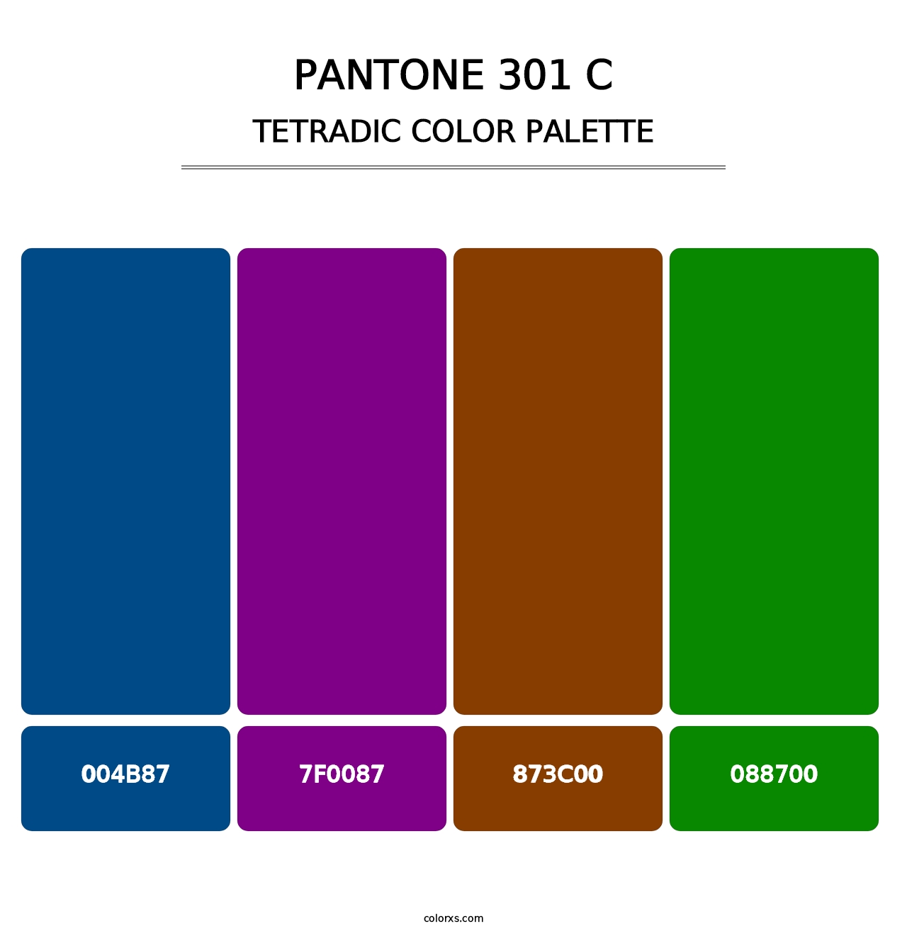 PANTONE 301 C - Tetradic Color Palette