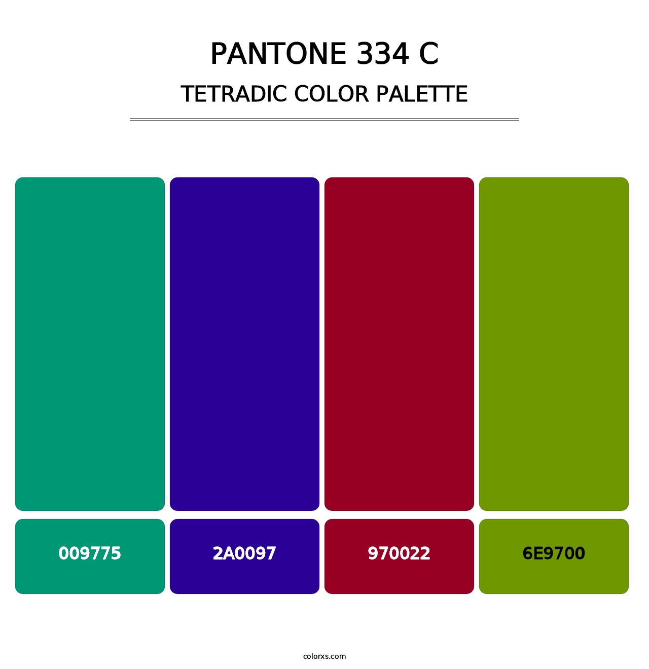 PANTONE 334 C - Tetradic Color Palette