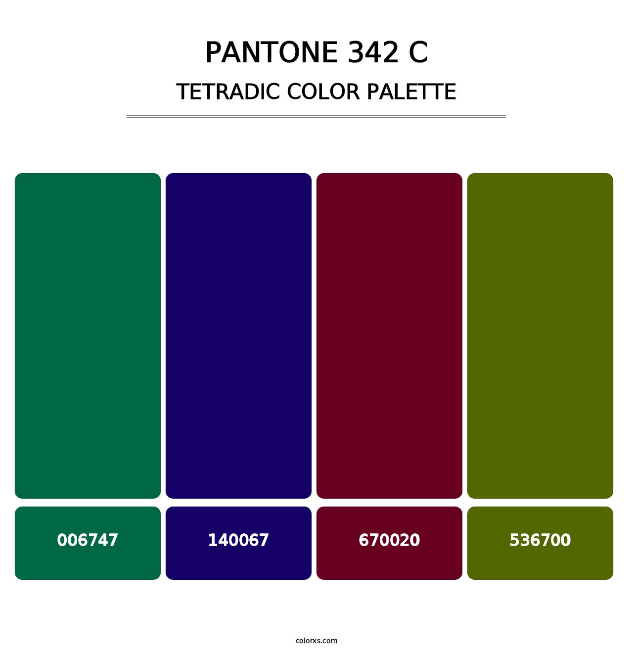 PANTONE 342 C - Tetradic Color Palette
