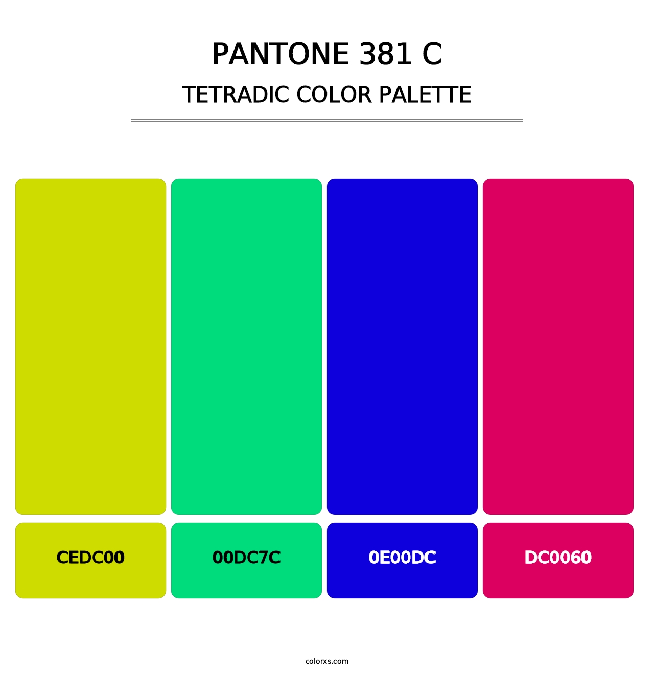 PANTONE 381 C - Tetradic Color Palette