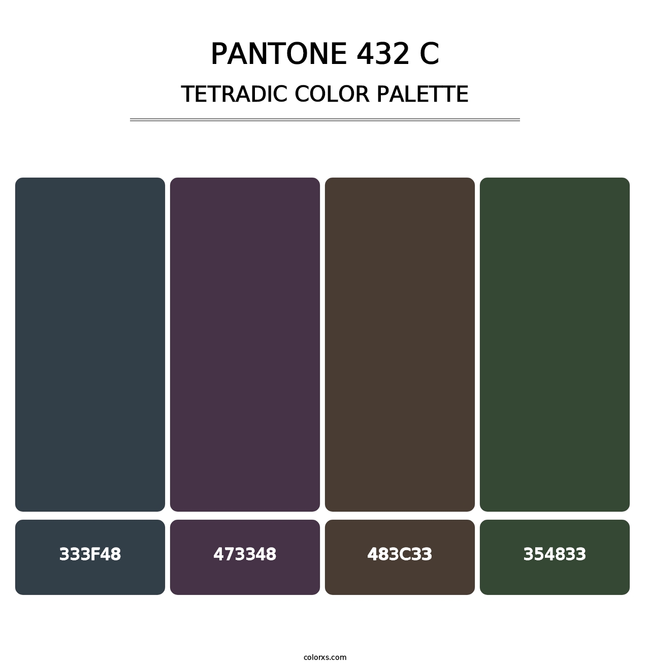 PANTONE 432 C - Tetradic Color Palette