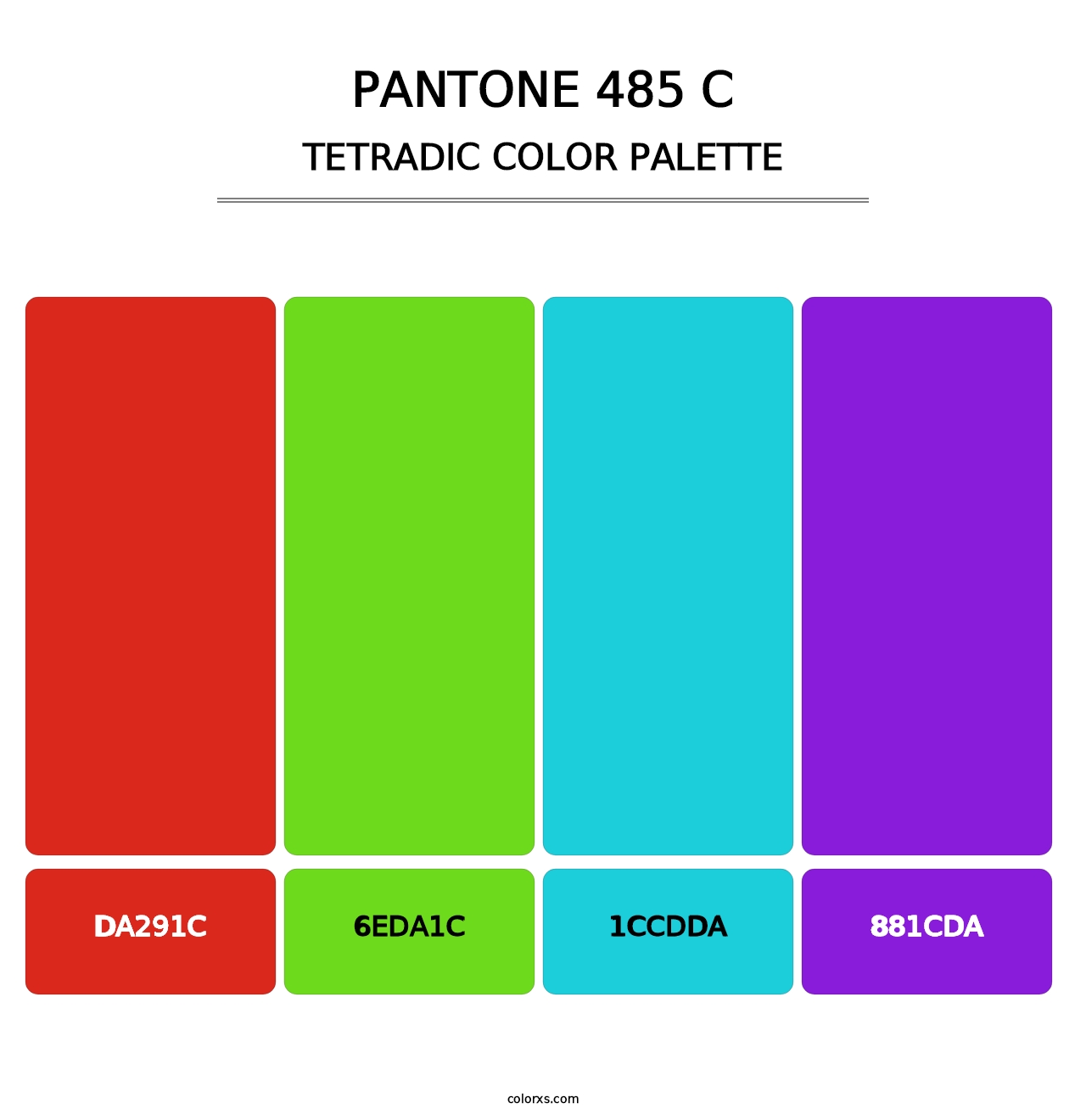 PANTONE 485 C - Tetradic Color Palette