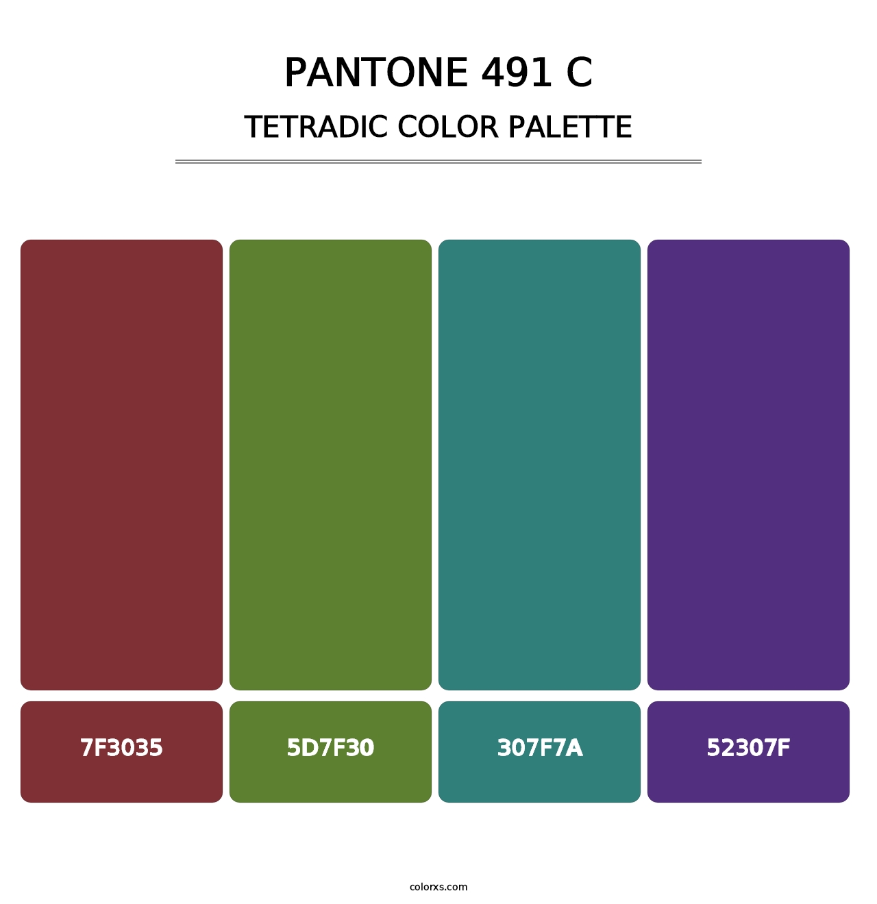 PANTONE 491 C - Tetradic Color Palette