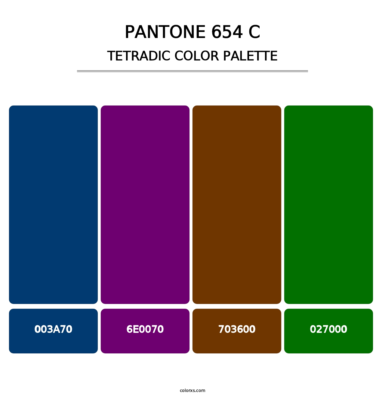 PANTONE 654 C - Tetradic Color Palette
