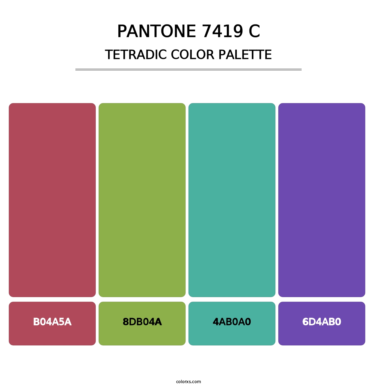 PANTONE 7419 C - Tetradic Color Palette
