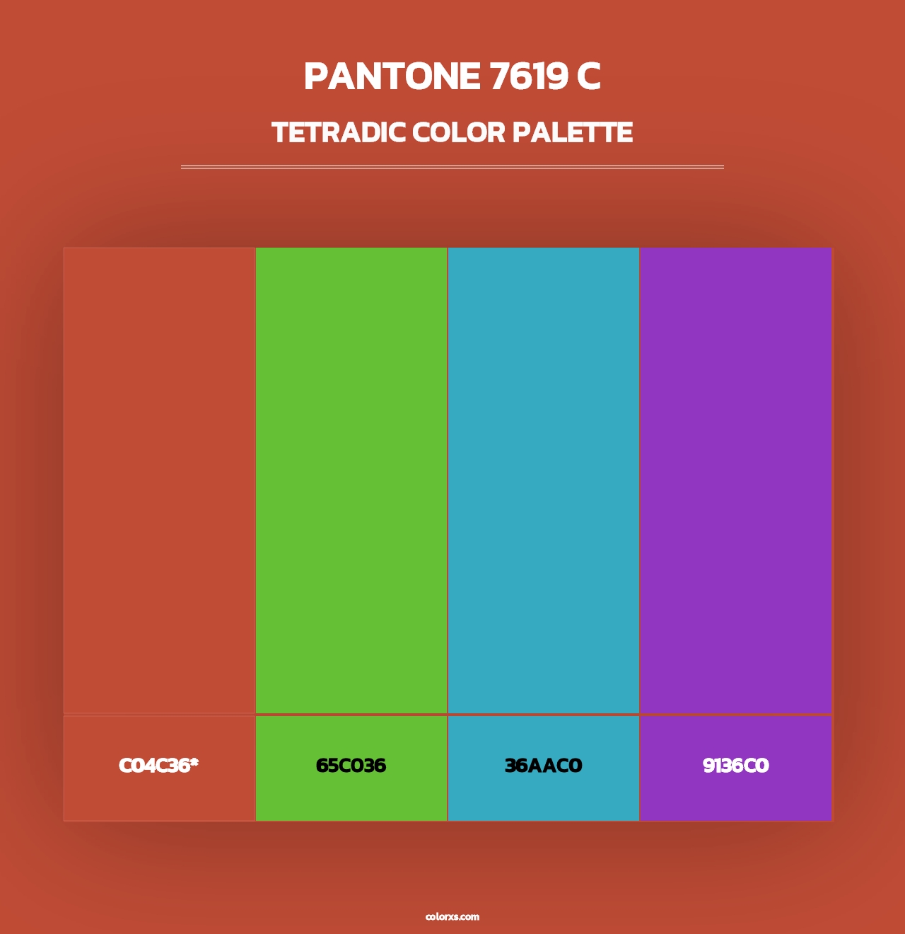 PANTONE 7619 C - Tetradic Color Palette
