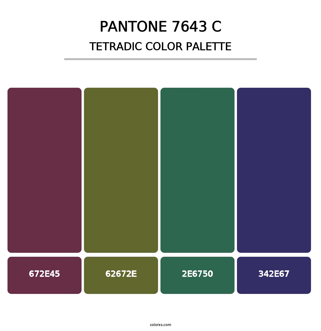 PANTONE 7643 C - Tetradic Color Palette