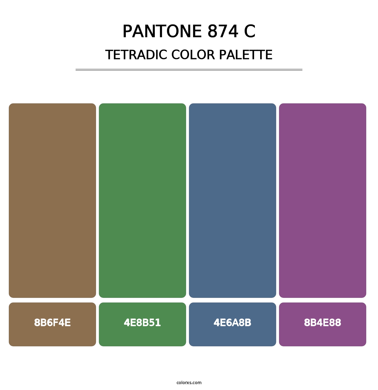 PANTONE 874 C - Tetradic Color Palette