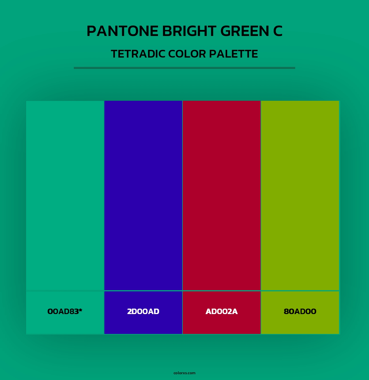 PANTONE Bright Green C - Tetradic Color Palette