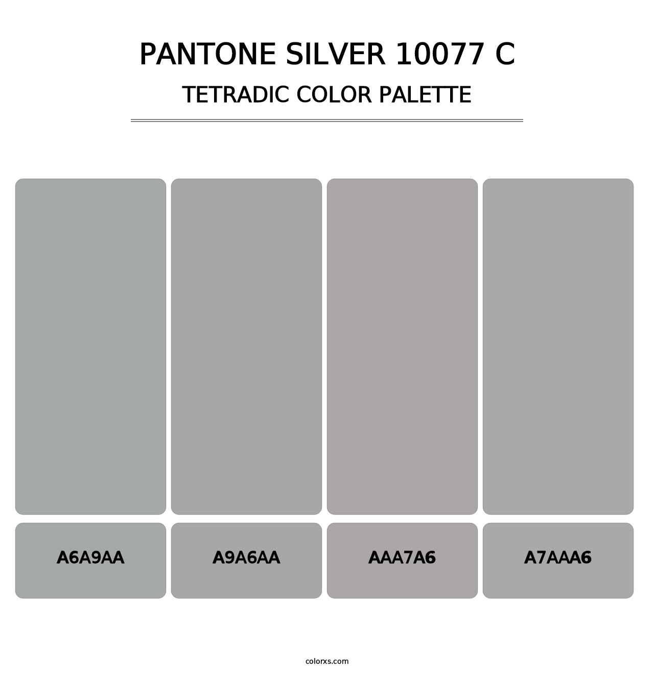 PANTONE Silver 10077 C - Tetradic Color Palette