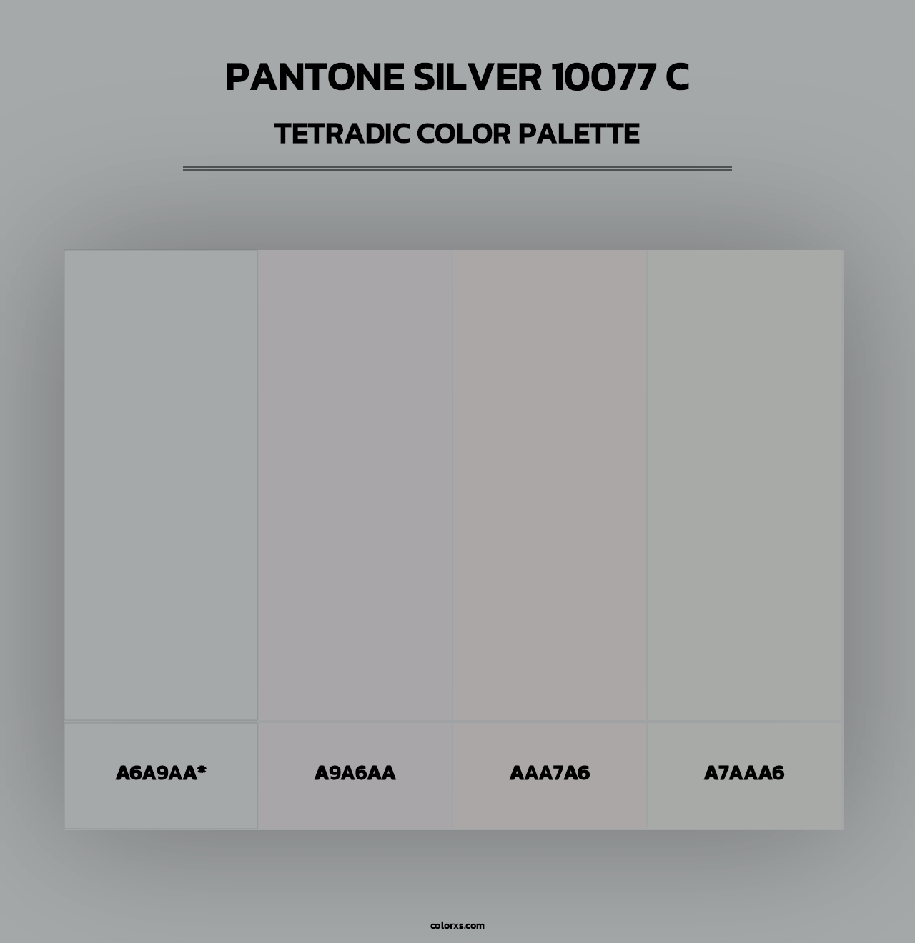 PANTONE Silver 10077 C - Tetradic Color Palette