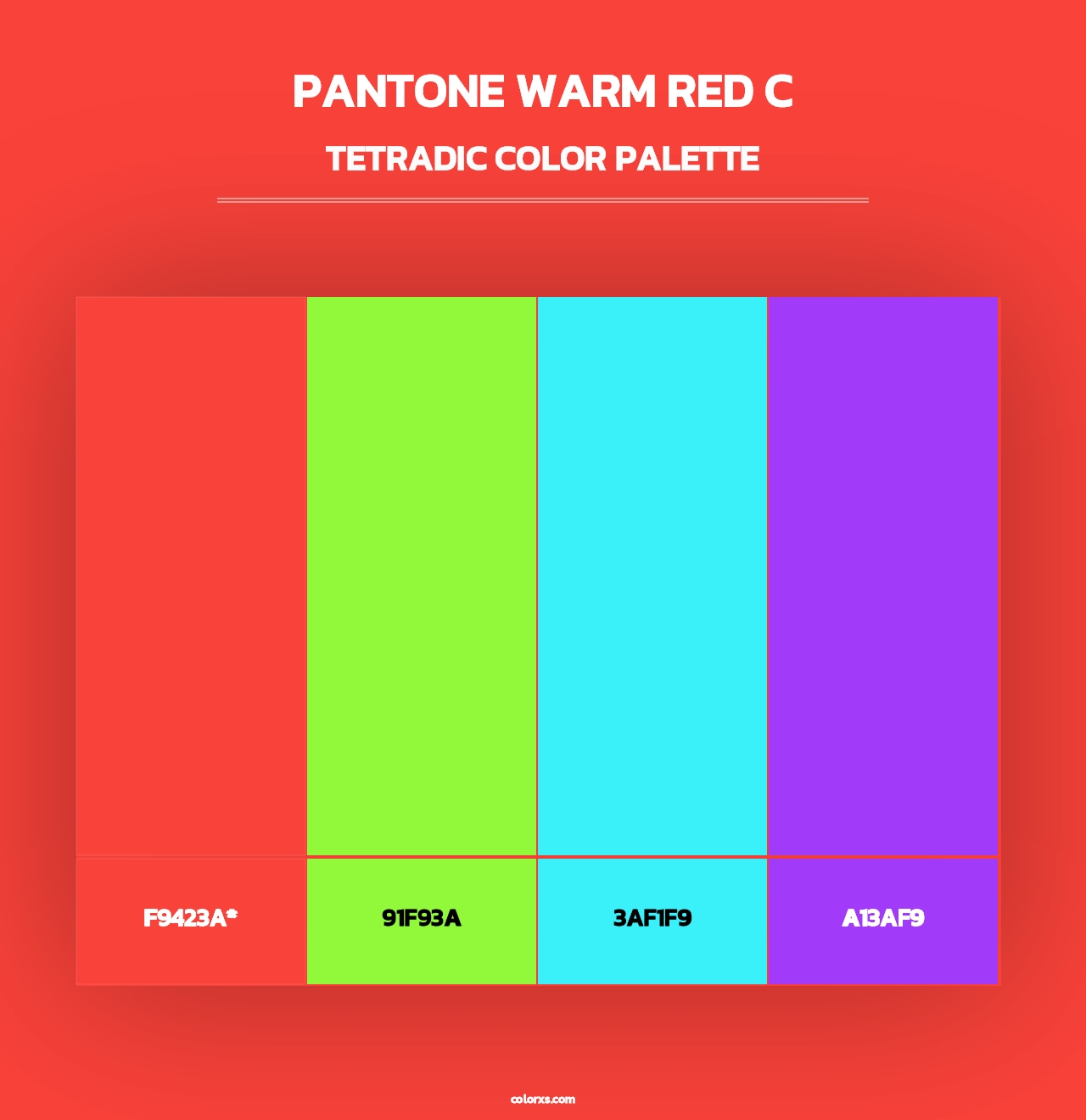 PANTONE Warm Red C - Tetradic Color Palette