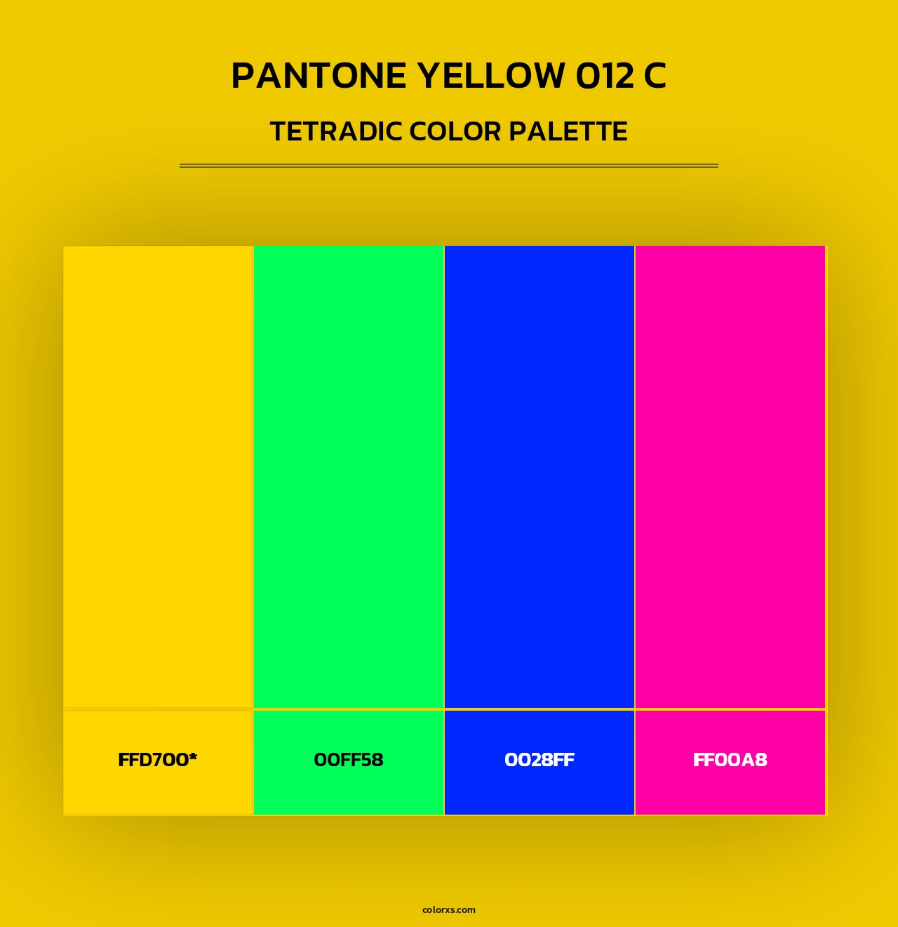 PANTONE Yellow 012 C - Tetradic Color Palette