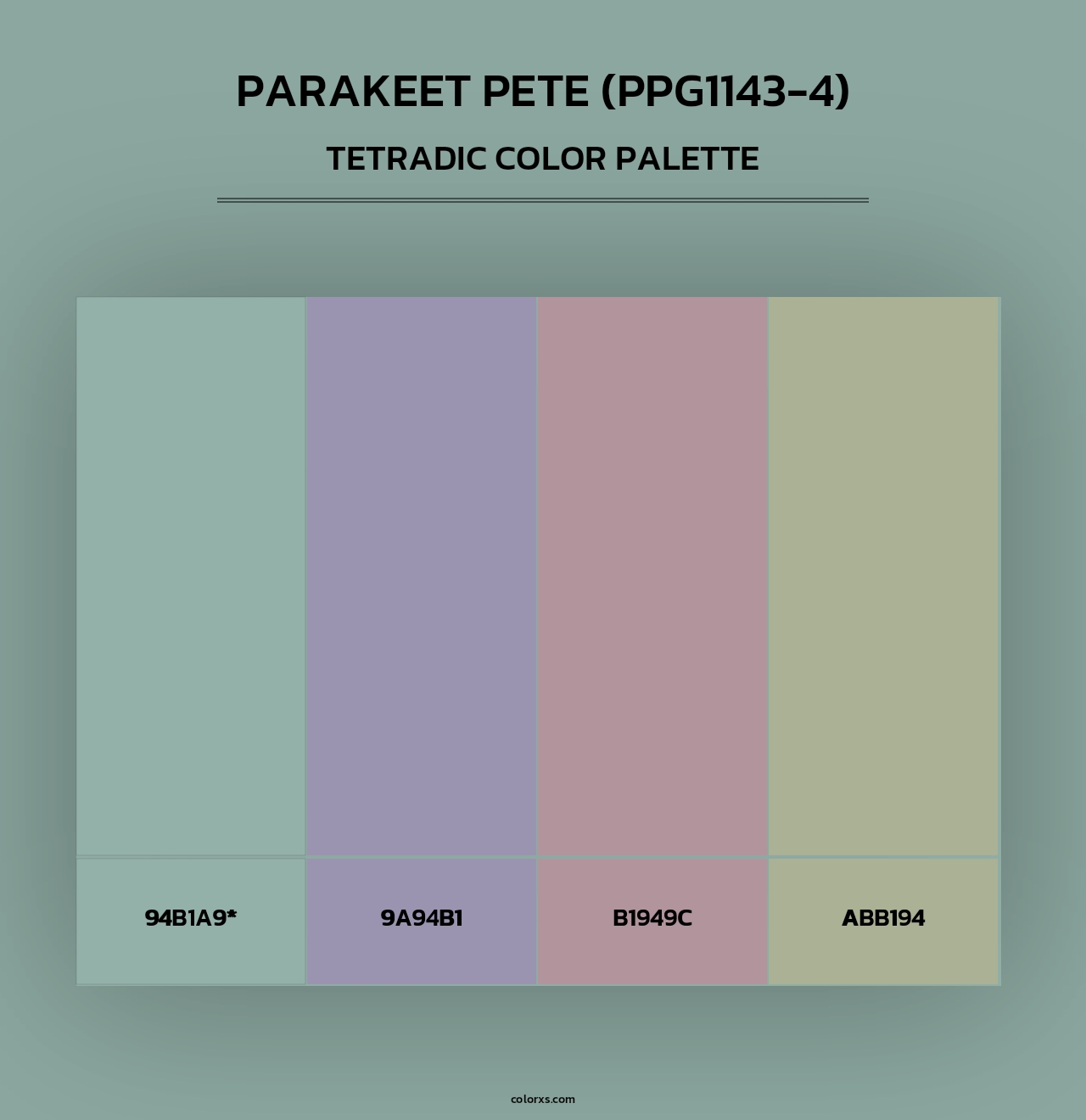 Parakeet Pete (PPG1143-4) - Tetradic Color Palette