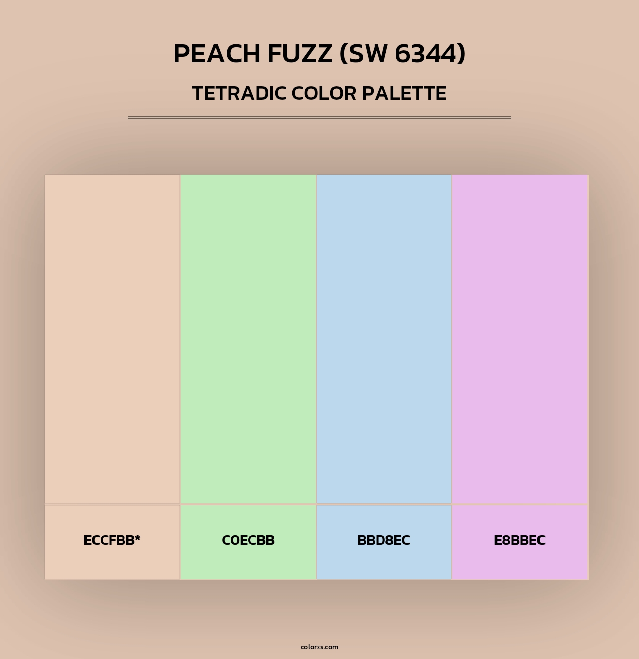 Peach Fuzz (SW 6344) - Tetradic Color Palette