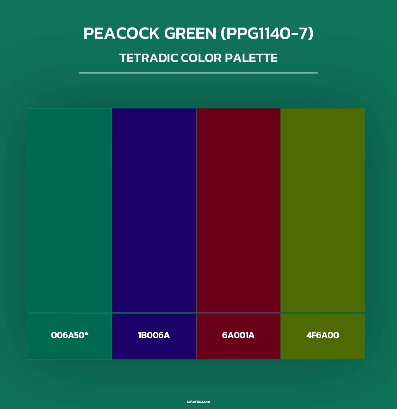 Peacock Green (PPG1140-7) - Tetradic Color Palette