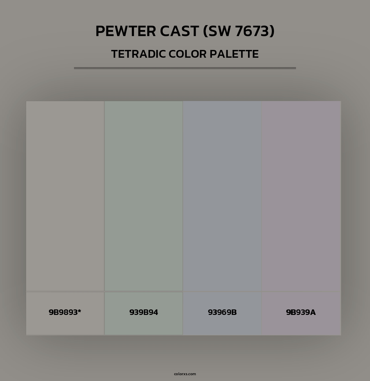 Pewter Cast (SW 7673) - Tetradic Color Palette