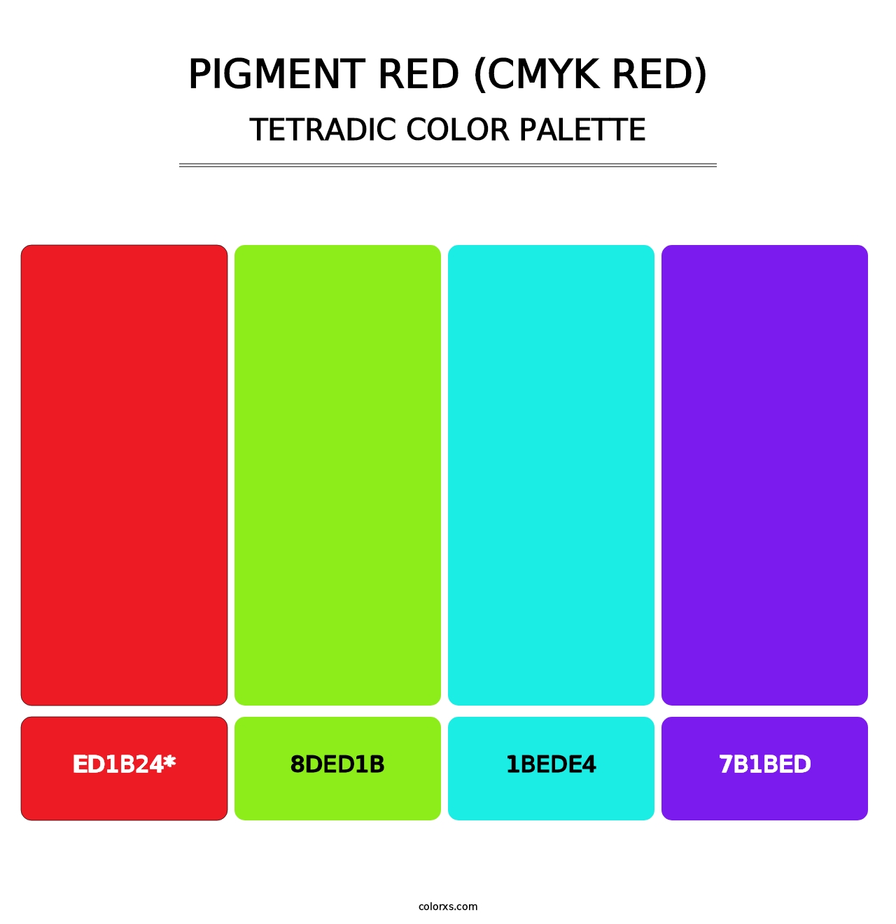 Pigment Red (CMYK Red) - Tetradic Color Palette